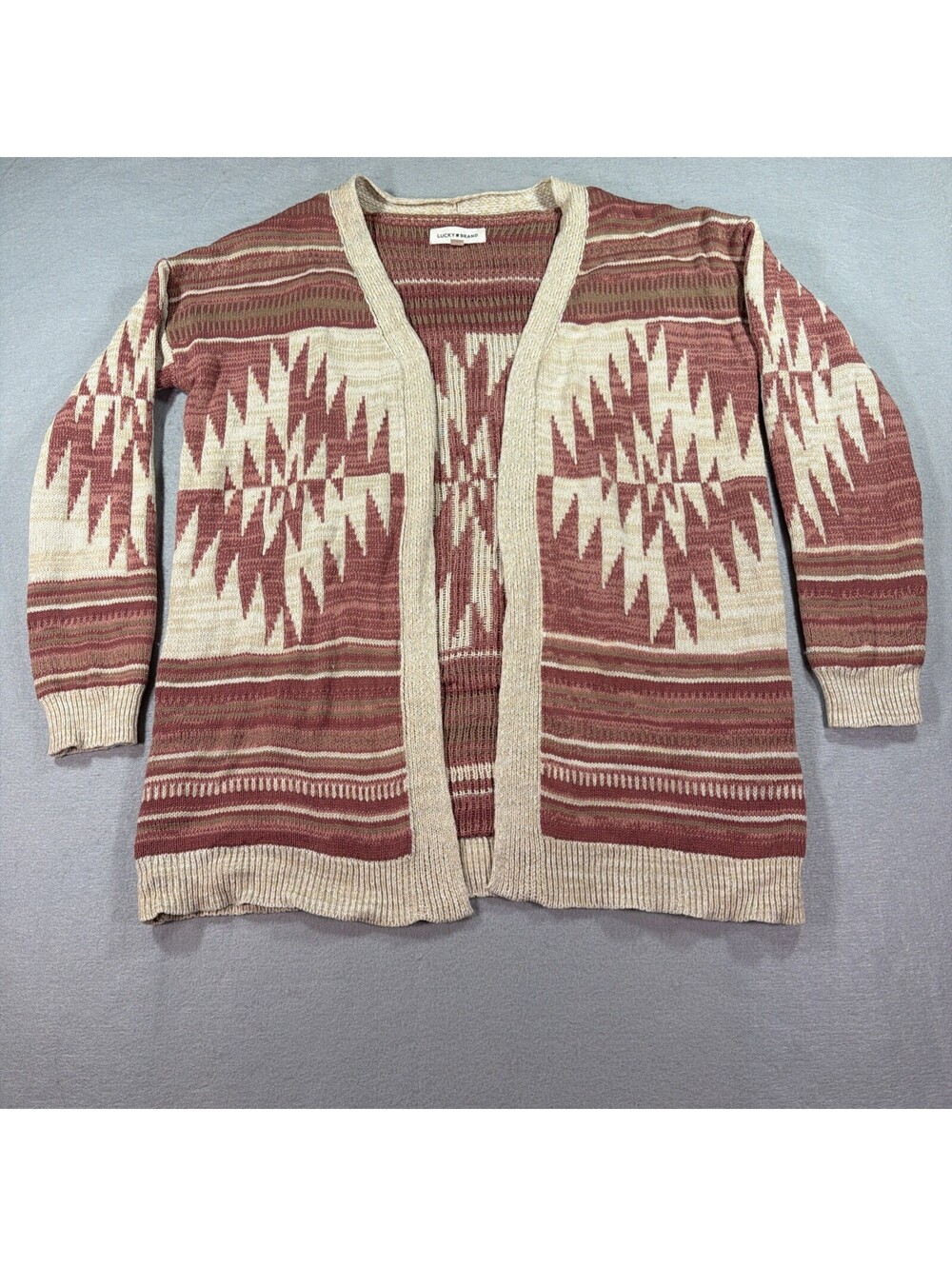 Lucky Brand Heritage Cardigan S Southwestern Aztec Open Front Knit Sweater 0201 - Picture 1 of 10